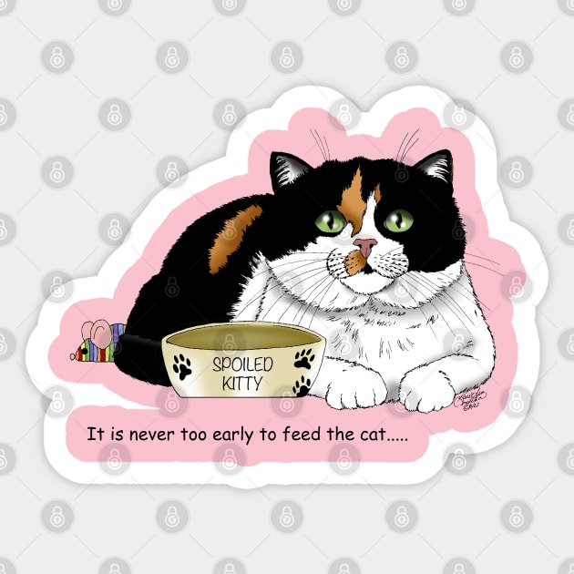 Calico Cat Food Bowl Sticker by tigressdragon